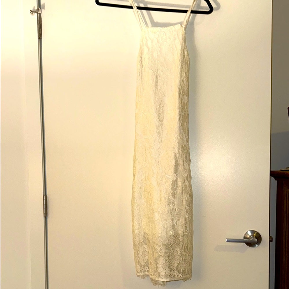 Lulu's Cream Sheath Dress Spaghetti Strap Wedding